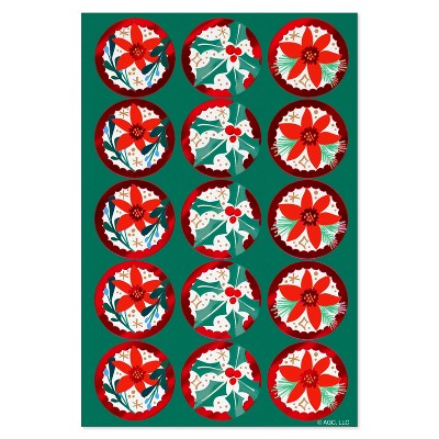 30ct 2 Sheets Christmas Stickers for Kids' Holiday Flowers
