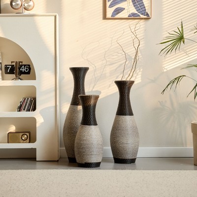 NicBex 3-Piece PVC Floor Vase Set, Decorative Tall Vases for Home Decor, Modern Design Dry Flower/ Branch Holders