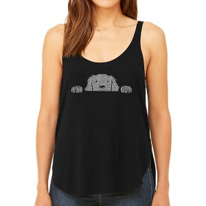 LA Pop Art Women's Premium Word Art Flowy Tank Top - Peeking Dog - 1 of 4