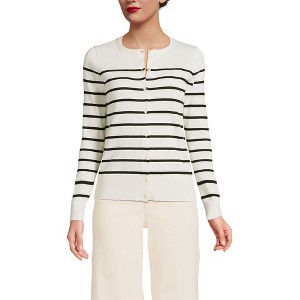 Lands' End Women's Fine Gauge Cotton Cardigan Sweater - 1 of 3