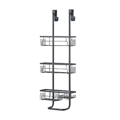 SunnyPoint Bathroom 3-Tier Over Door Hanging Storage Organizer Basket Black (HL-3TIER-BLK)