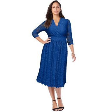 Jessica London Stretch Lace A-Line Dress - 26 W, Dark Sapphire : Target