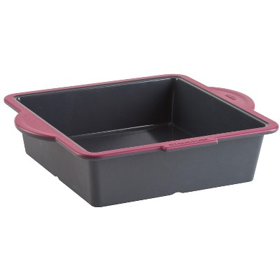 Trudeau Structure Silicone Pro 8" x 8" Square Cake Pan, Gray/Pink