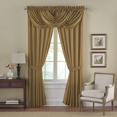 Gold Faux Silk Blackout Pleated Curtain Panel 52" W x 95" L