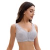 INSPIRE CHIC Women's Lace Zip Front Closure Full Coverage Wirefree Wide Straps V Back Padded Bras - 4 of 4