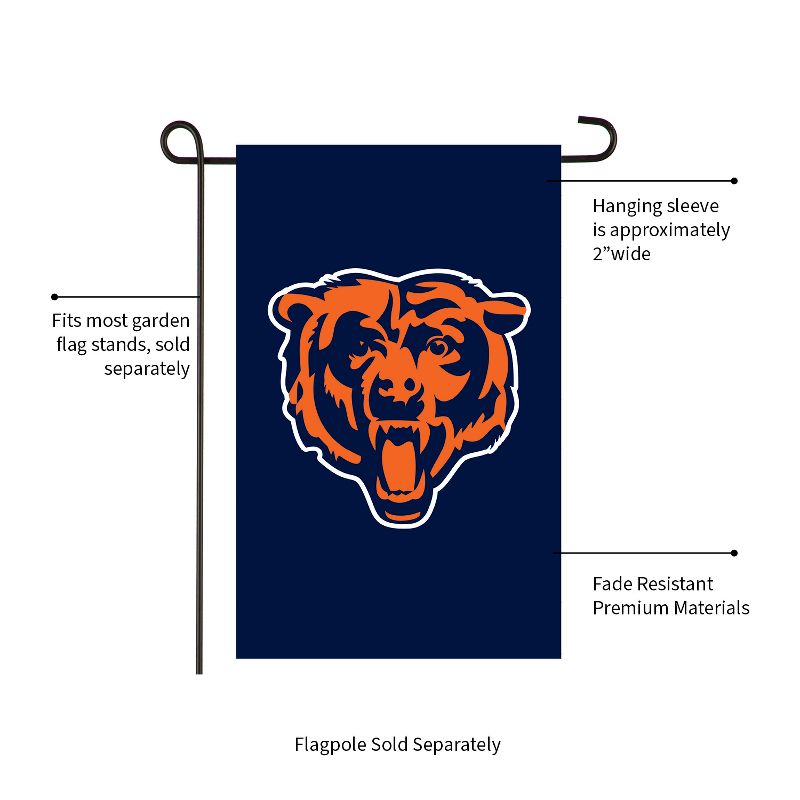 Evergreen Chicago Bears Garden Applique Flag- 12.5 x 18 Inches Outdoor Sports Decor for Homes and Gardens, 3 of 8