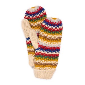 MUK LUKS Women's Textured Stripe Mitten, Cream Multi, OS - 1 of 2