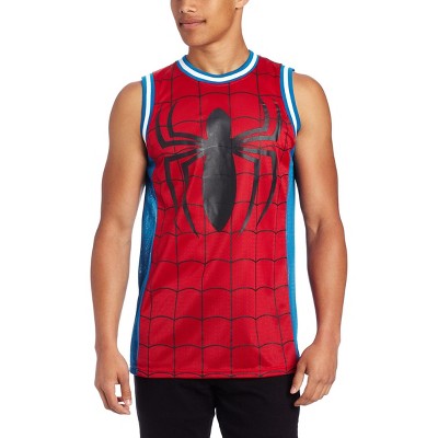 Marvel Comics Spiderman Mens' Webslinger Spidey Basketball Jersey, L Blue