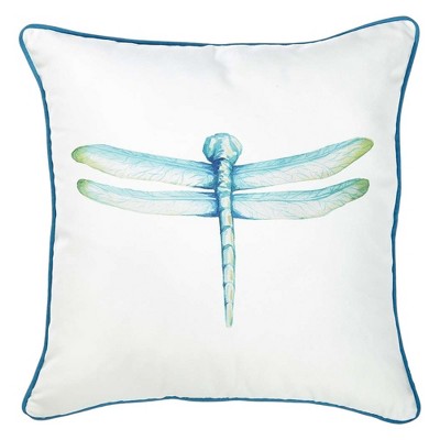 HomeRoots Aqua Blue Watercolor Dragonfly Throw Pillow