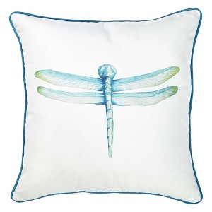 HomeRoots Aqua Blue Watercolor Dragonfly Throw Pillow - 1 of 4