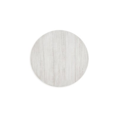Off-White Round Pine Wood End Table
