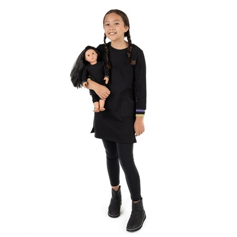 Leveret Girls And Doll Sweatshirt Tunic Dress Black 10 Year : Target