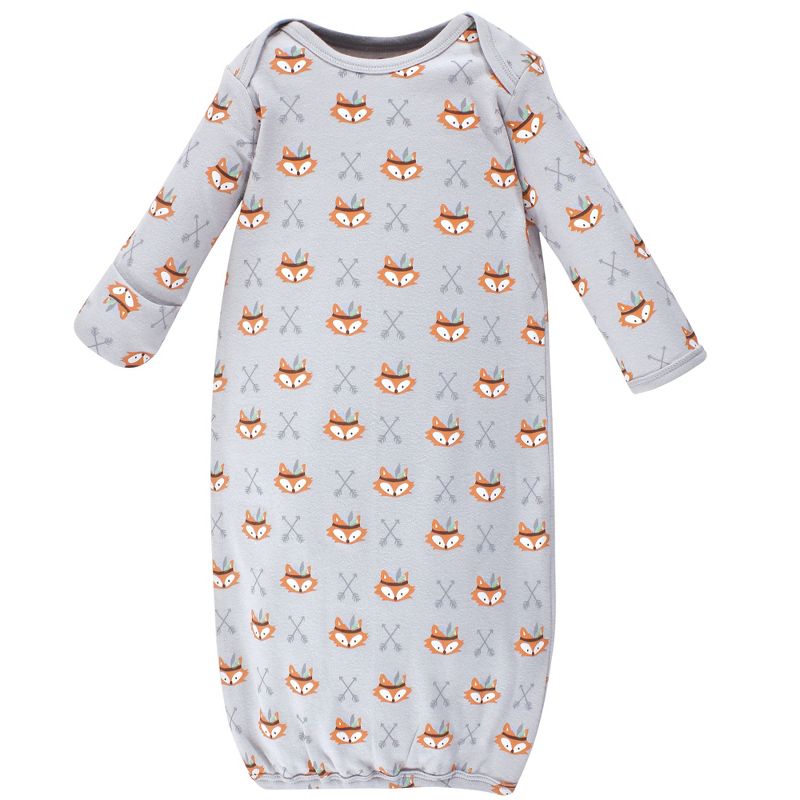 Luvable Friends Baby Boy Cotton Long-Sleeve Gowns 3pk, Wild Free, 0-6 Months, 3 of 6