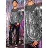 Lars Amadeus Men's Long Sleeves Party Clubwear Shiny Metallic T-Shirt - 3 of 4