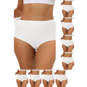 INSPIRE CHIC Women's Elastic High-Waisted Unlined Breathable No-Show Hipster Underwear 9 Packs - 1 of 4
