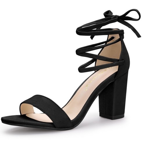 Allegra K Women's Tie-up Strappy Chunky High Heels Sandal Black 9.5 ...