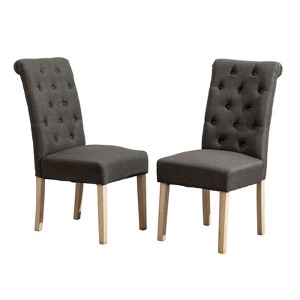FONTOI 2PCS Upholstered Dining Chair, Armless Dining Stools with Curved Back for Living Room Kitchen, Dark Gray, 18"*26"* 39" - 1 of 4