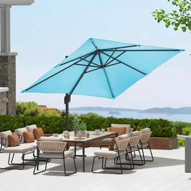 10 ft striped patio umbrella Blissun 9' Outdoor Umbrella, Patio Umbrella, Outdoor Table Umbrella, Market with 8 Sturdy Ribs, Push Button Tilt and Crank (Black & White Stripe) : Patio, Lawn & Garden angle glare 颜色:Beige umbrella netting Treasure Garden 9' Auto