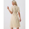 Allegra K Women's Casual Button Up Short Sleeve Midi Shirt Dress with Belt - 4 of 4
