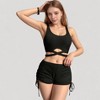 Anna-Kaci Swim Women's Ribbed Knit Two-Piece Lounge Set with Crisscross Crop Top and Ruched Drawstring Shorts - 4 of 4