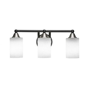Toltec Lighting Paramount 3 - Light Vanity in  Matte Black/Brushed Nickel with 4" White Muslin Shade - 1 of 1