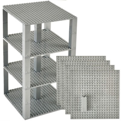 Strictly Briks Classic Stackable Baseplates, Building Bricks For Towers, Shelves, and More, 100% Compatible with All Major Brands, Silver