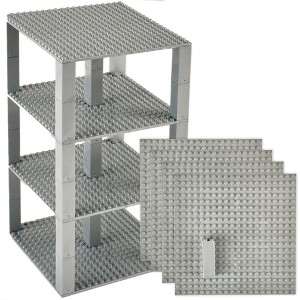 Strictly Briks Classic Stackable Baseplates, Building Bricks For Towers, Shelves, and More, 100% Compatible with All Major Brands, Silver - 1 of 4