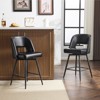 Karl Home Set Of 2 Brown PU Leather Bar Stools With Hollow Backrest, Iron Legs, Swivel - 3 of 4
