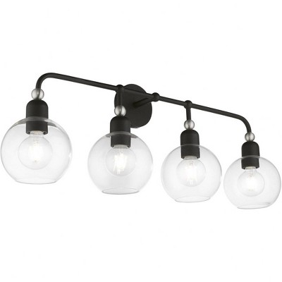 Downtown Sphere Black and Brushed Nickel 4-Light Vanity Sconce