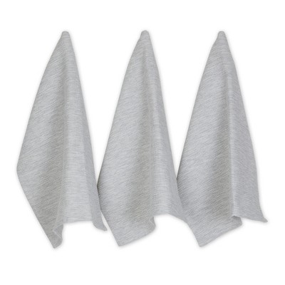 Design Imports Light Gray/Off-White Tonal Recycled Cotton Waffle Dishtowel Set/3