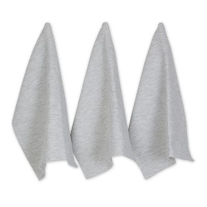 Design Imports Light Gray/Off-White Tonal Recycled Cotton Waffle Dishtowel Set/3 - 1 of 4