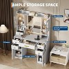 Large Vanity Desk with Mirror and Lights, Makeup Dressing Table with 6 Drawers, Cabinets, Shelves, Charging Station & 3 Lighting Modes - 4 of 4