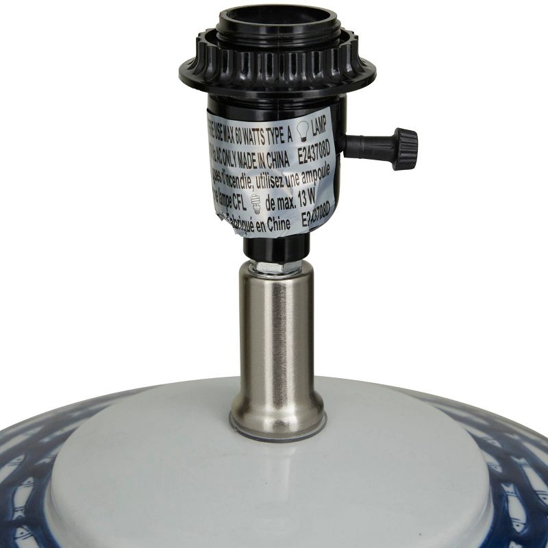 29&#34; x 15&#34; Table Lamp with Drum Shade and Ceramic Fish Gourd Style Base Dark Blue - Olivia &#38; May, 5 of 9