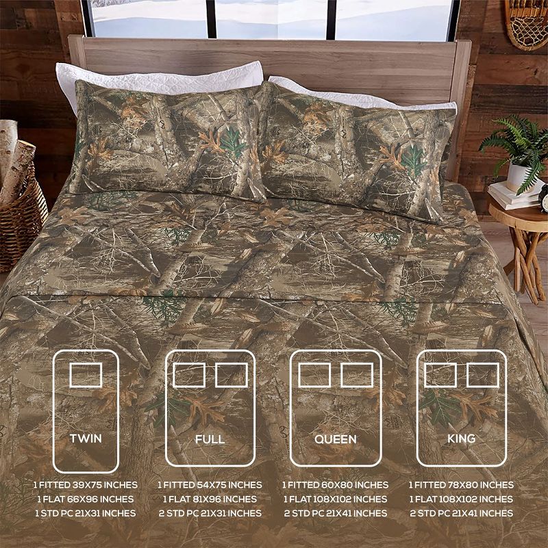 Realtree Edge Camouflage Bed Sheets - 4 Piece Camo Bedding Full - Premium Polycotton Super Soft Hunting Sheet Set - Outdoor Bedding Set, 5 of 9