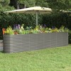 vidaXL Powder-Coated Steel Garden Raised Bed - Sturdy, Weather-Resistant Planter for Outdoor Use - Gray, Oval Shape, 130.7"x15.7"x26.8" - 2 of 4