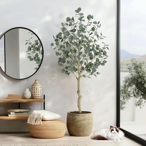 Artificial Tree Plant Eucalyptus Tree, Modern Large Fake Plant Decor in Pot for Home Office Ideal Housewares Gift Decoration - 1 of 4