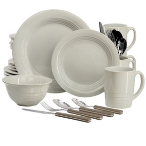 Gibson 32 Piece Stoneware Dinnerware and Stainless Steel Flatware Combo Set - 1 of 4