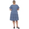 Plus Size Short Sleeve V-neck Tiered Midi Dress - 4 of 4