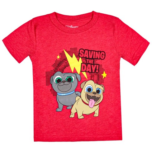 Disney Toddler Boys Puppy Dog Pals Saving The Day Collectible T Shirt 4T Kids Red