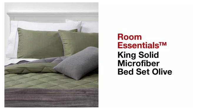 Solid Microfiber Reversible Decorative Bed Set with Throw - Room Essentials™, 6 of 13, play video