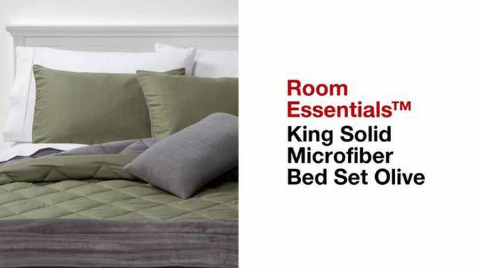 Solid Microfiber Reversible Decorative Bed Set with Throw - Room Essentials™, 6 of 13, play video