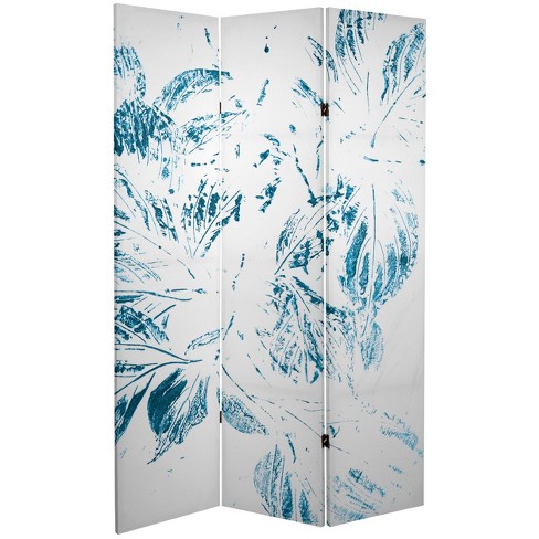Oriental Furniture 6' Tall Double Sided Pure Leaves Canvas Room Divider ...