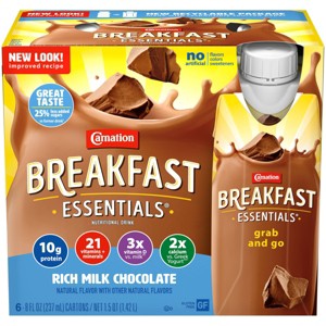 Carnation Breakfast Essentials Ready to Drink Rich Milk Chocolate - 6ct/48 fl oz - 1 of 4