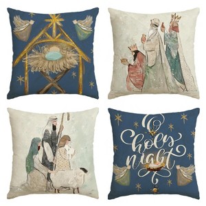Christmas O Holy Night Jesus Snowflake Throw Pillow Covers, 18 x 18 Inch - 1 of 3