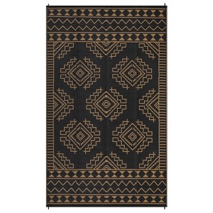 Waterproof Geometric Outdoor Rug, Symmetrical Print, Weather-Resistant Outdoor Carpet, Washable, Foldable, Stain Resistant, Long-Lasting - 1 of 4