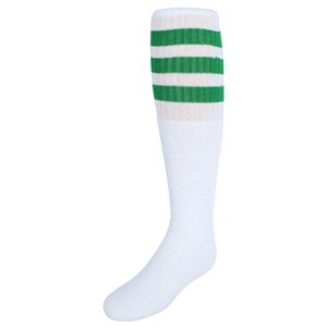 Jefferies Socks Kid's Striped Knee-High Tube Socks (1 Pair), Large (Shoe Sizes 6-9), Green - 1 of 3