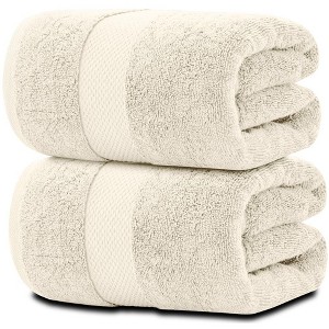 White Classic Luxury 100% Huge Cotton Bath Sheets Set of 2 - 35x70" - 1 of 4