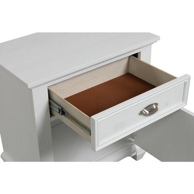 Jamestown White Brushed Acacia Wood Traditional Nightstand