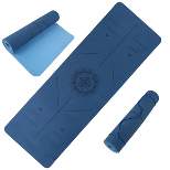 Non-Slip Yoga Mat with Alignment Marks – Lightweight Exercise Mat with Carry Strap for Home Workout or Travel by Wakeman Outdoors (Blue)