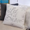 Gulches Embroidered "Let It Snow"Cotton Throw Pillow,20x20" White Christmas Cushion with Snowflakes & Insert, Window Seat Decor with Icicle Trim - 2 of 4